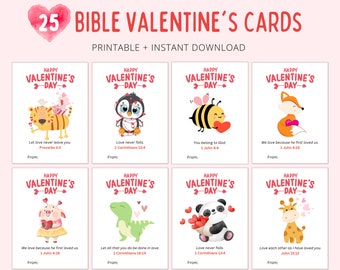 Bible Verse Valentine Cards | Christian Valentine&#39;s for Kids | Valentines Scripture Cards | Bible Valentines  | Valentines Cards Printable