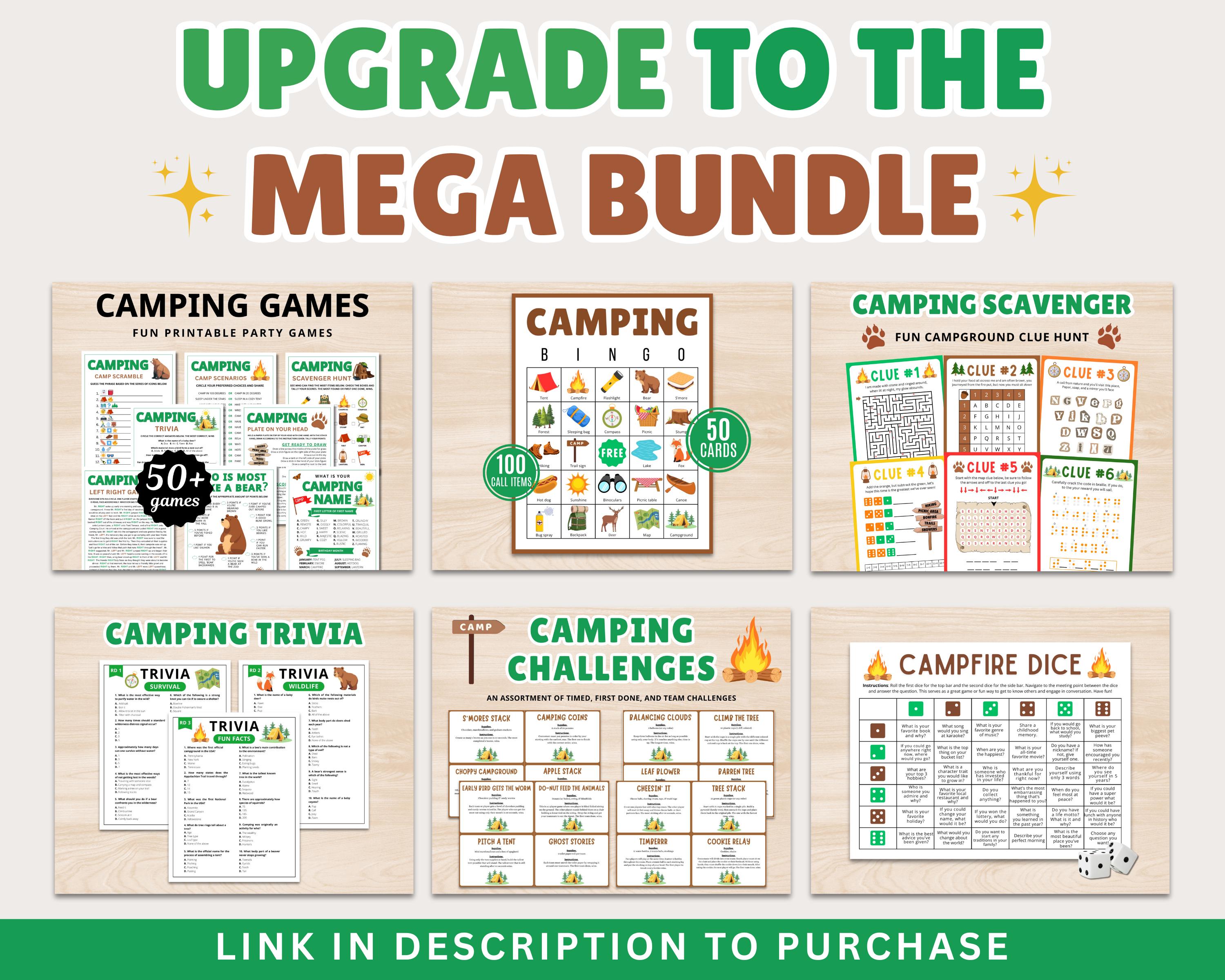 Printable Camping Bingo Game | 50 Unique Cards (digital Download) - Etsy