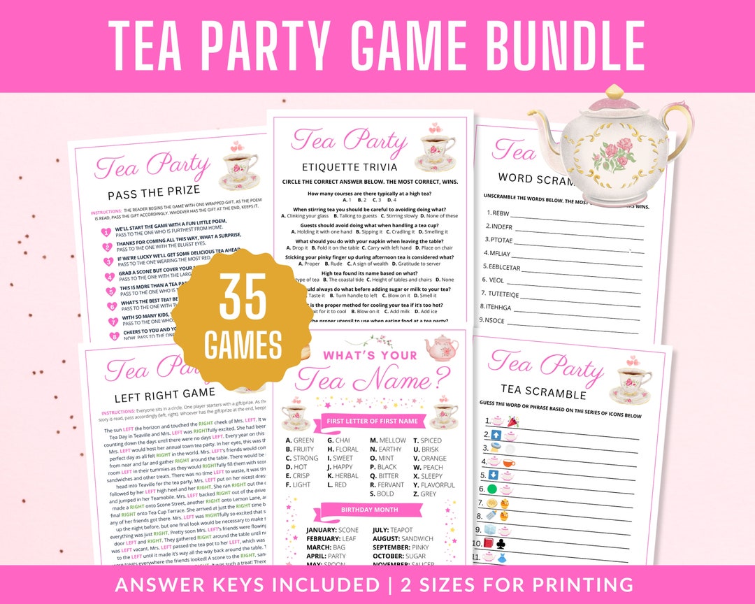 Tea Party Games | Tea Games | Printable Tea Party Games | Tea Party ...