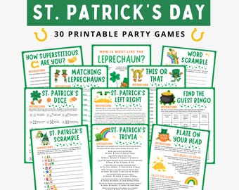 St. Patrick's Day Game Bundle: 30 Printable Party Games (Instant Download)