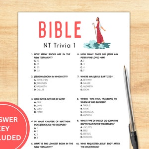 New Testament Trivia | Bible Game | Bible Games for Adults Kids Teens | Bible Trivia Game | Christian Games | Youth Group Game | Printable