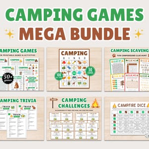 Camping Game Bundle | Camping Games | Printable Camping Games | Camping Activities | Camping Trivia | Camping Bingo | Camping for Adult Kids