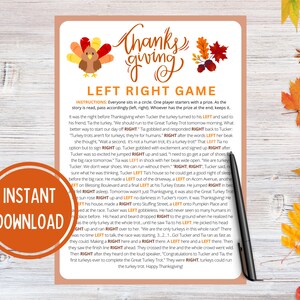 Thanksgiving Left Right Game | Thanksgiving Game | Thanksgiving Games ...