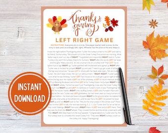 Thanksgiving Left Right Game Thanksgiving Game Thanksgiving Games ...