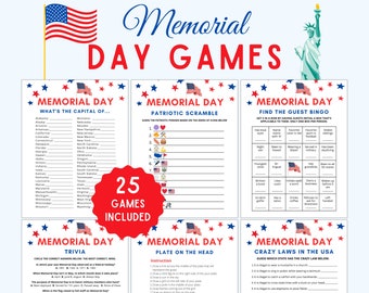 Memorial Day Games | Memorial Day Activities | Memorial Day Trivia | Patriotic Games | Memorial Day for Kids Adults | Memorial Day Printable