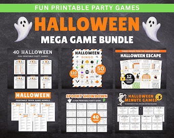 Printable Halloween Games Mega Bundle: Bingo, Trivia, Escape Room (Digital Download)
