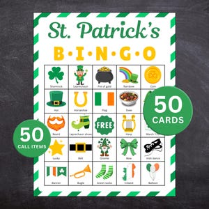 St. Patrick's Day Bingo Game: 50 Printable Cards (Instant Download)