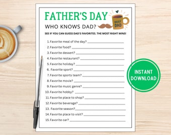Who Knows Dad? Father's Day Game | Fun Party Activity (Digital Download)