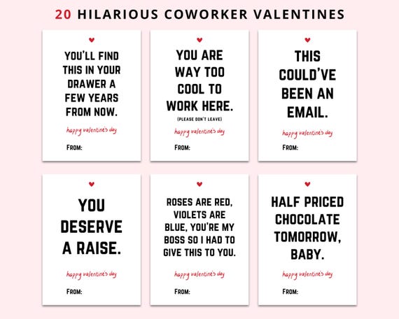 Funny Coworker Valentines: 20 Hilarious Cards (Digital Download)