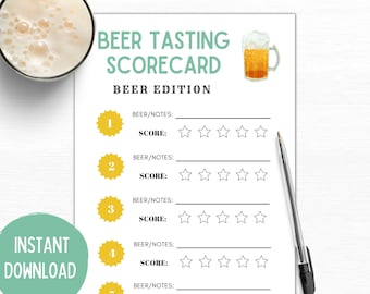 Beer Tasting Scorecard | Beer Party Games (Digital Download)