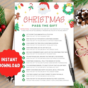 Passe o Jogo de Presente de Natal | Prêmio Passe de Natal | Jogos de Natal | Jogo de Natal Adultos Kid Group Office | Jogo Esquerda Direita | Imprimível