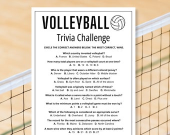 Volleyball Trivia Game: Team Party Activity (Printable)