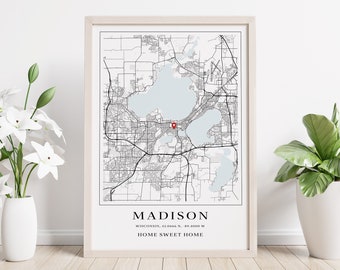 Custom City Map, City Map Print, Travel poster, Anniversary Gift, Custom Wedding Gift, Our First Home Map, Printable map | DIGITAL DOWNLOAD