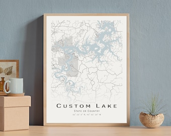 Personalized Lake Map Print, Custom Wall Art (Digital Download)