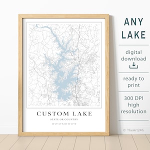 Personalized lake map, Custom Lake Map, Any Lake artwork, Wall decor, Printable lake map, Digital download, Gift for fisherman, Wall Art