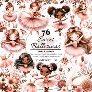 Sweet Ballerinas Clipart, Cute Ballerinas Clipart, Ballerina Clipart, Watercolor Ballerina Clipart, Cute ballet clipart, Ballerina PNG