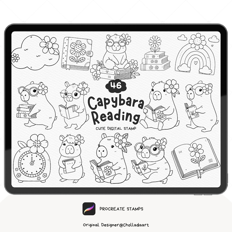 Capybara Reading Procreate Stamp Brush Set (digital Download) - Etsy UK