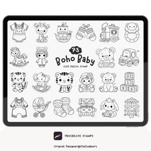 Procreate Boho Baby Procreate Stamp, Boho Baby Procreate Stamp, Animal Procreate Stamp, Doodle stamp, Digital Stamp, Procreate Brush set
