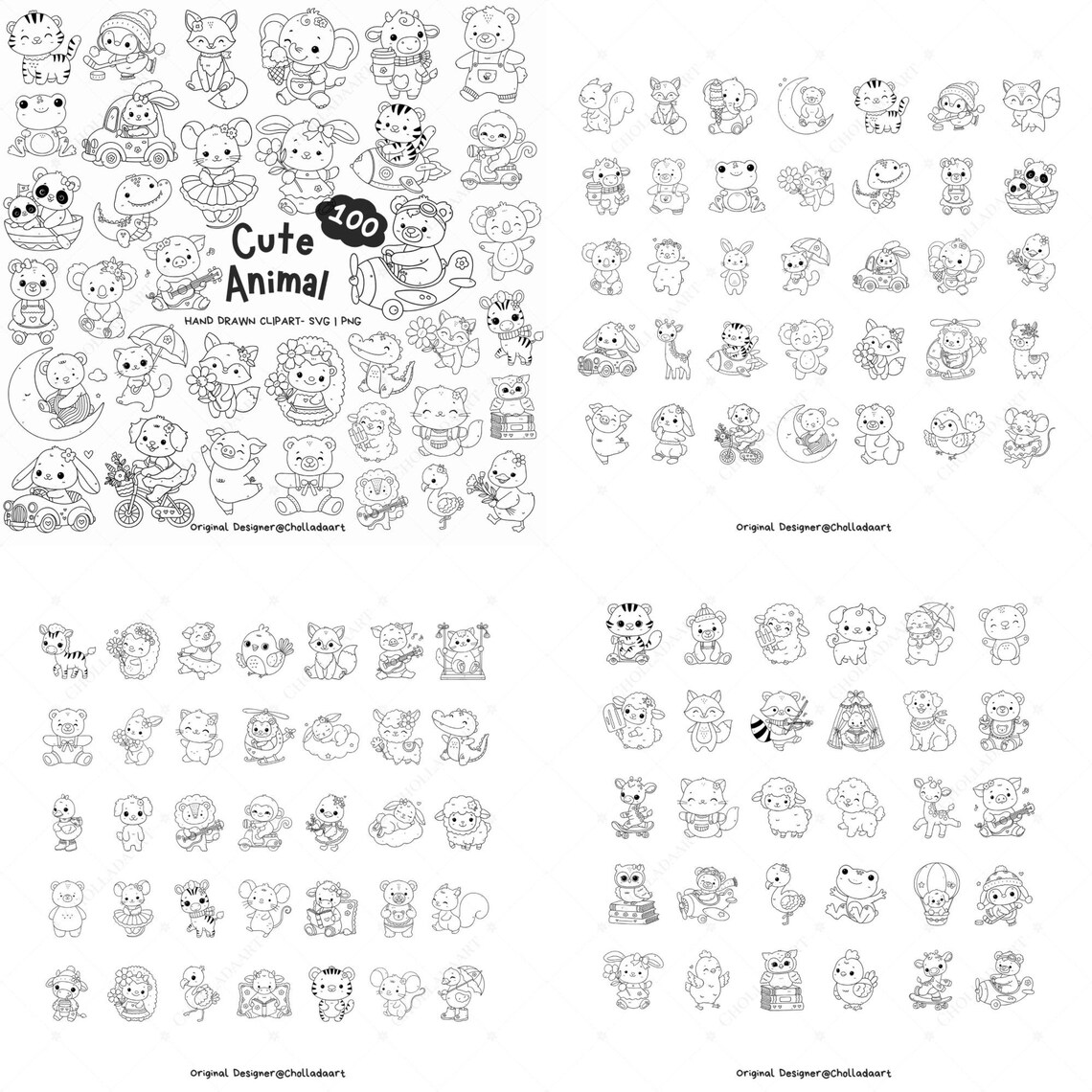 346 Animal Clipart Bundle, Animal SVG Bundle, Doodle Animal Clipart ...
