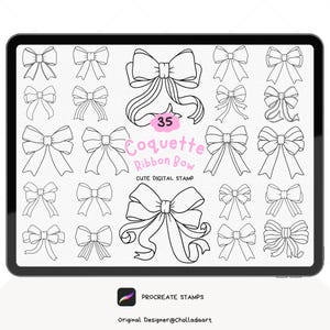 Coquette Ribbon Bow Stamp Bundle, Procreate Ribbon Bow Stamp Bundle, Bow Procreate Stamp, Bow Stamp Bundle, Digital Stamp, Ribbon Bow Stamp