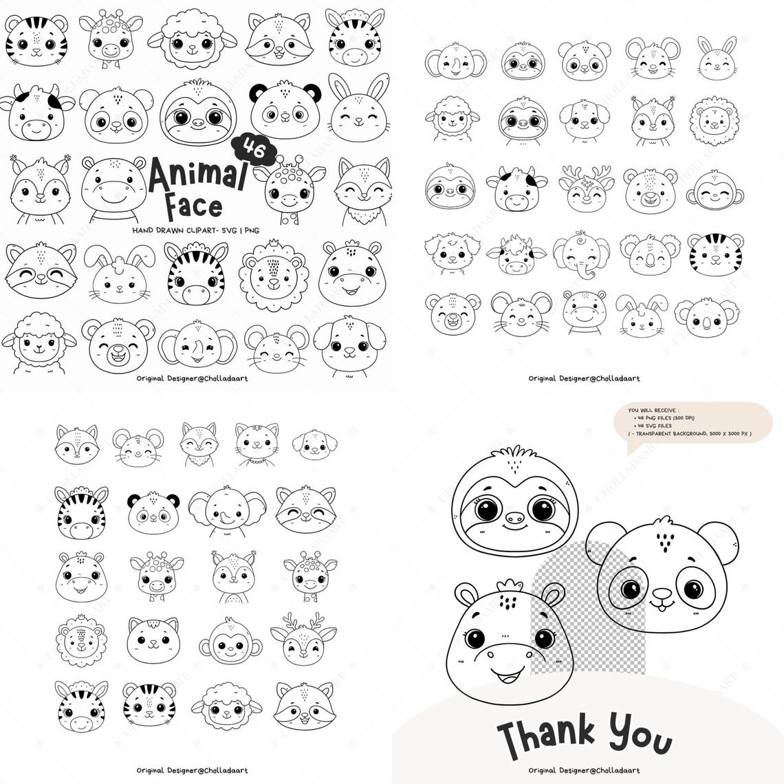 346 Animal Clipart Bundle, Animal SVG Bundle, Doodle Animal Clipart ...
