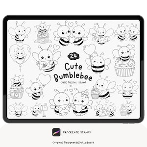 Procreate Bumblebee Stamp Bundle, Valentine Bee Procreate Stamp, Procreate Valentine Stamp Bundle, Bee Procreate Stamp, Bumblebee Stamp