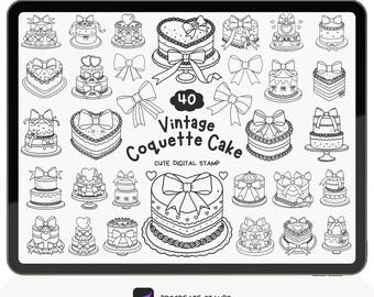 Vintage Coquette Cake Procreate Stamp, Procreate Cake Stamp Bundle, Vintage Cake Procreate Stamp, Cake Procreate Stamp, Procreate Brush set