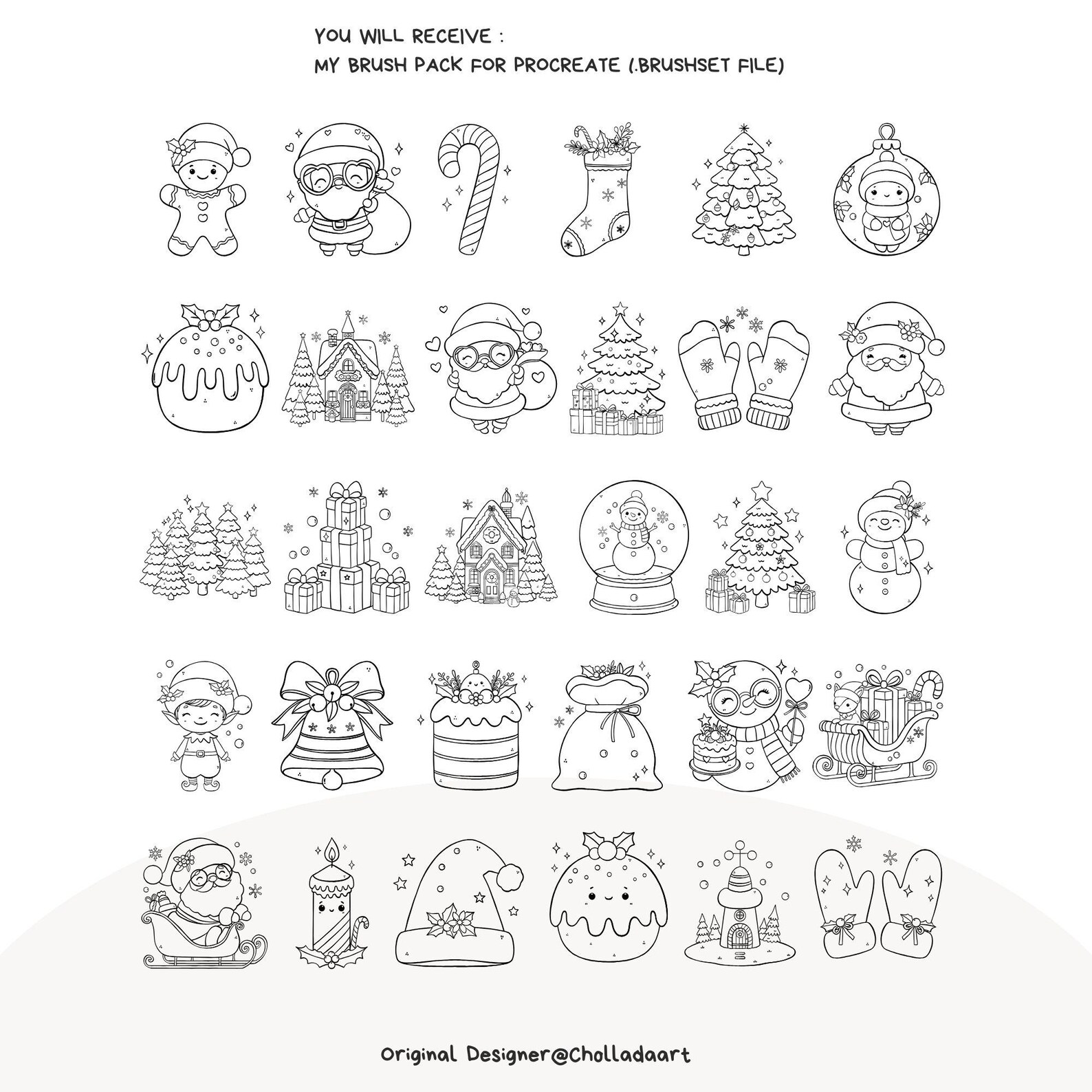 Procreate Christmas Stamp Bundle, Christmas Procreate Stamp, Santa ...