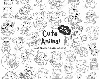 100 Cute Animal SVG Bundle, Animal SVG Bundle, Doodle Animal Clipart, Animal Hand Drawn, Animal Bundle Svg, doodle svg, animal for cut file