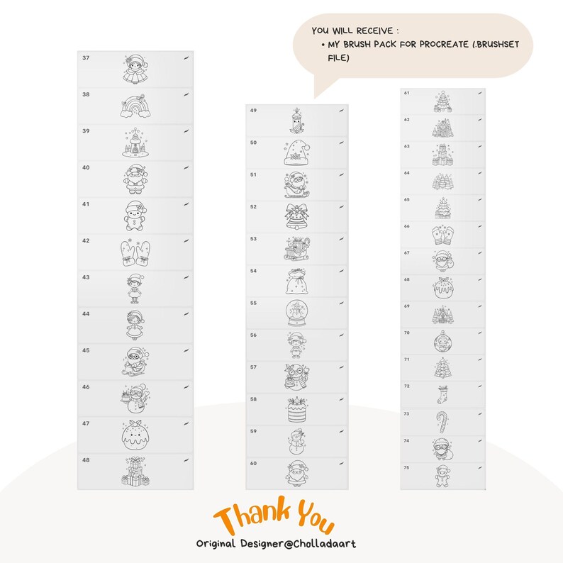 Procreate Christmas Stamp Bundle, Christmas Procreate Stamp, Santa ...