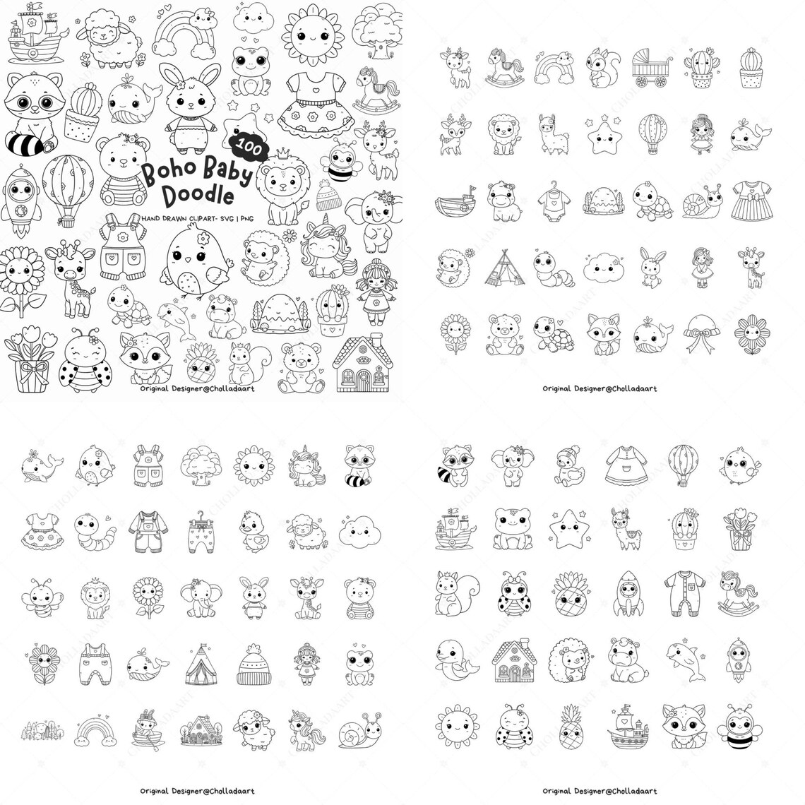 346 Animal Clipart Bundle, Animal SVG Bundle, Doodle Animal Clipart ...