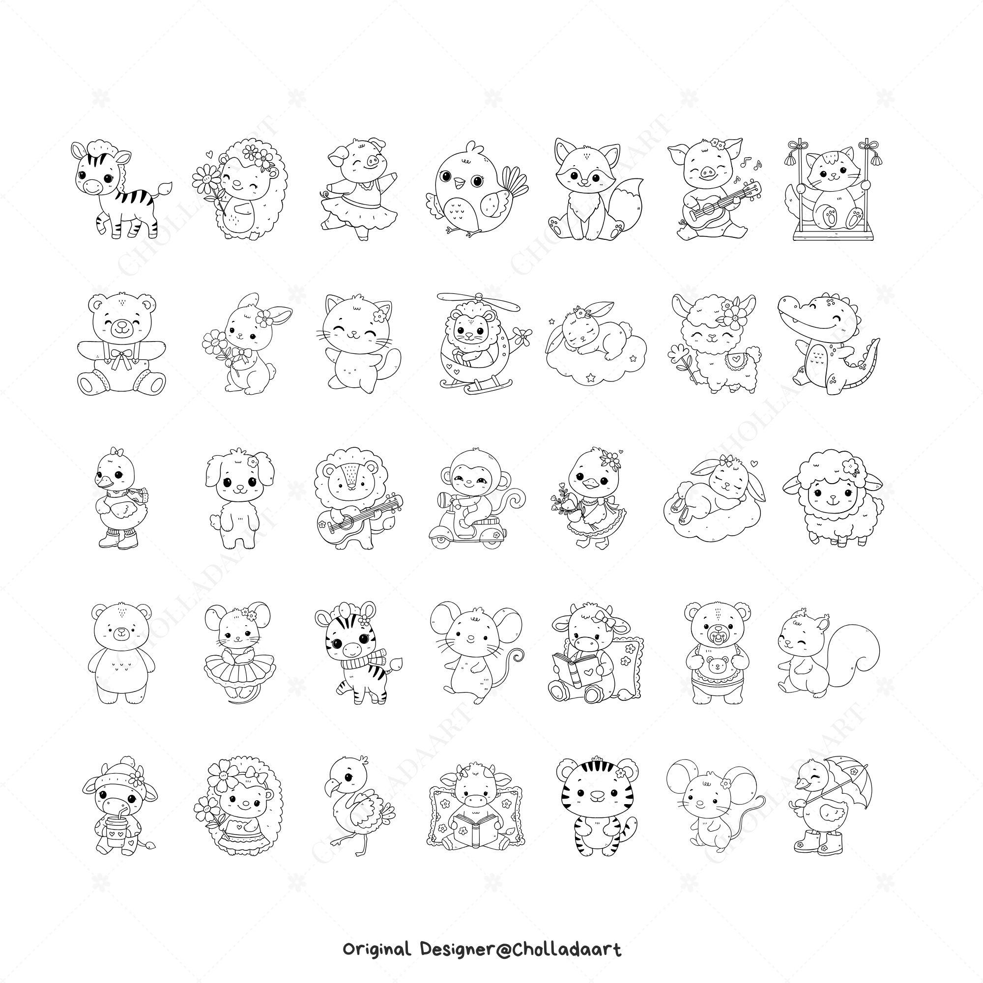 100 Cute Animal SVG Bundle, Animal SVG Bundle, Doodle Animal Clipart ...