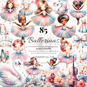 Ballerina Clipart, Watercolor Ballerina Clipart, Sweet Ballerinas Clipart, Cute Ballerinas Clipart, Cute ballet clipart, Ballerina PNG