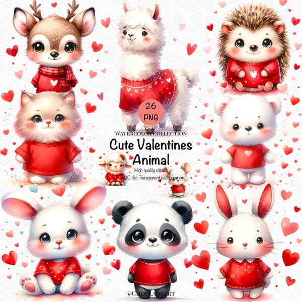 Cute Animal Valentine Clipart, Love Animal clipart, Romantic Clipart, Valentine Sublimation, Valentines Day Bundle, Kids Valentine Day card