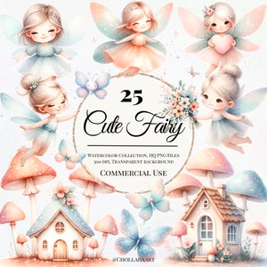 Watercolor Fairy Clipart, Fairy Garden Png, Fairy Png, Cute Fairy, Fairy Birthday, Fairy Party Decor, Fairies Clipart, Fairy House Clipart