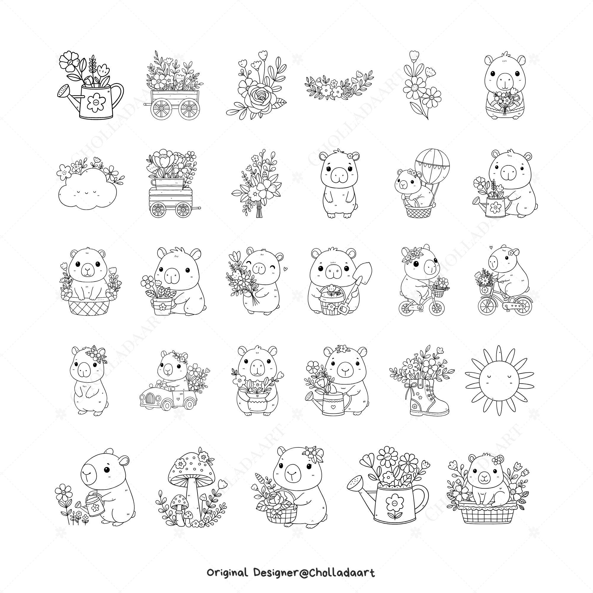 Spring Capybara Printable 58 Spring Capybara SVG Bundle, Spring Capybara Clipart, Cute Capybara ...