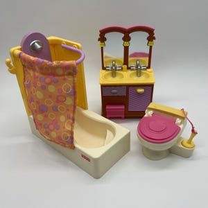 Fisher Price Loving Family Dollhouse Bathroom Sink, Shower, and Toilet