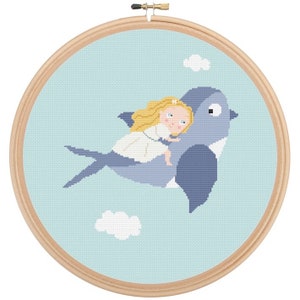 Thumbelina flying away -Cross Stitch Pattern (PDF)