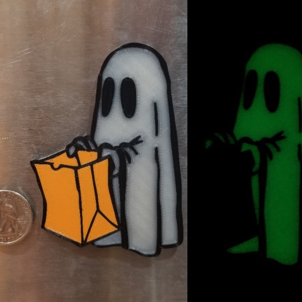 3D Printed Glow in the Dark Candy Ghost Refrigerator Magnet Perfect for Halloween Decoration