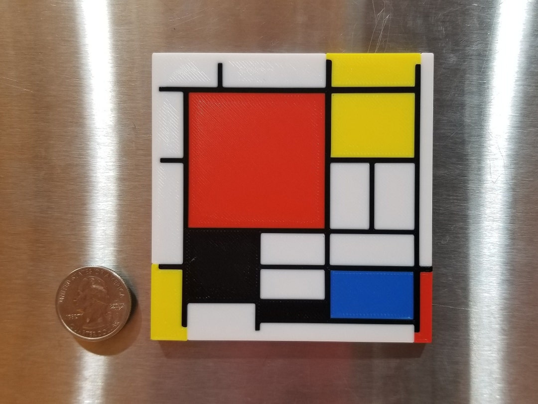 3D Printed Piet Mondrian Refrigerator Magnet Inspired by His 1921 ...