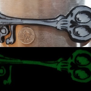 3D Printed Glow in the Dark Skeleton Key Refrigerator Magnet Perfect for Halloween Decoration