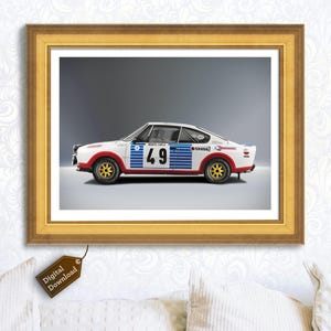 シュコダ 130 RS 1975 ラリー モンテカルロ ポスター – フォトリアリスティック デジタル ダウンロード、高品質 TIFF、18x24 インチ カスタム プリント (自動車およびラリー ファン向け)