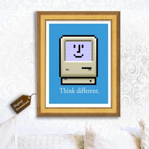 Vintage Classic Macintosh &#39;Think Different&#39; Poster - High-Quality Digital Download 18x24” TIFF - Perfect for Apple Fans & Tech Enthusiasts!