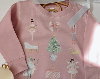 Toddler Nutcracker Christmas Sweatshirt / Youth Nutcracker Kids Tee / Nutcracker Pink Tee
