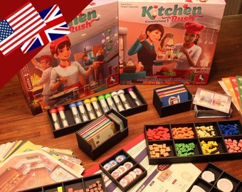 Board game insert construction plan for "Kitchen Rush" with expansion "Time for Dessert" (english)