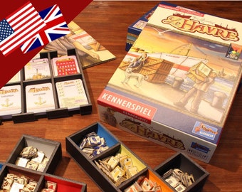Board game insert construction plan for "Le Havre" (english)
