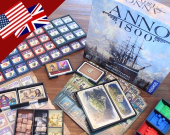 Board game insert construction plan for "Anno 1800" (english)