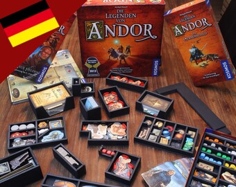 Inlay-Bauplan für "Die Legenden von Andor Teil 1, die Sternenschilderweiterung und Neue Helden Ergänzung" (deutsch)