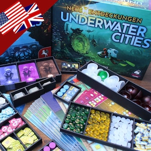 Board game insert construction plan for &quot;Underwater Cities&quot; with expansion &quot;New Discoveries&quot; (English)