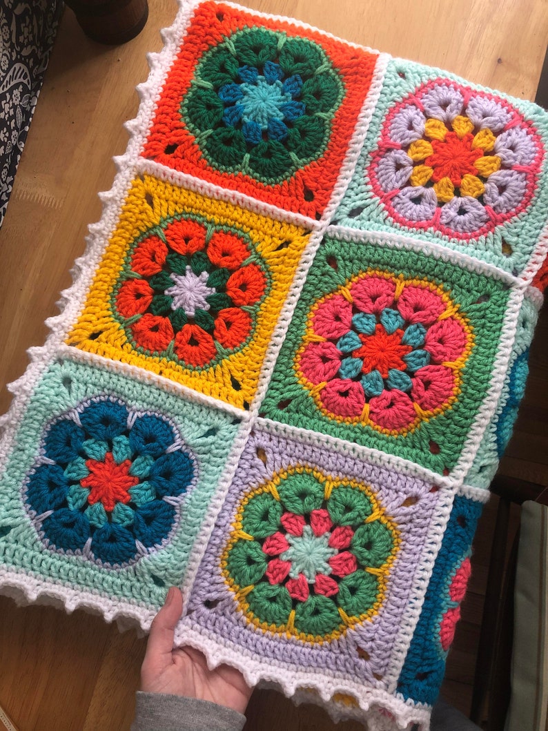Colorful African Flowers Blanket Crochet PATTERN Etsy